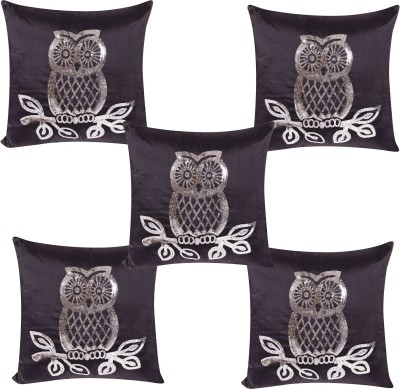 HOME9INE Polyester Cushions Cover(Pack of 5, 40 cm*40 cm, Black, Silver)