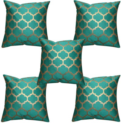 VIREO Jacquard Cushions & Bolsters Cover(Pack of 5, 40 cm*40 cm, Blue)