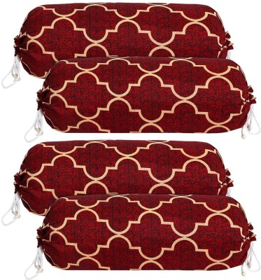 Pinkleaf Polycotton Bolsters Cover(Pack of 4, 40 cm*80 cm, Maroon)