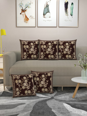 Multitex Velvet Cushions Cover(40 cm*40 cm, Pack of 5, Brown)