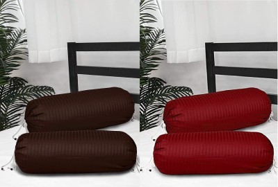 Shopway Collection Polycotton Bolsters Cover(Pack of 4, 40 cm*80 cm, Brown, Maroon)