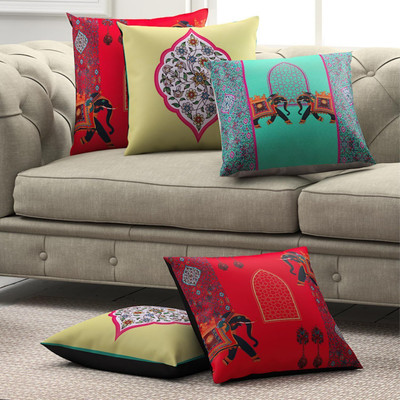 SEJ BY NISHA GUPTA Polyester Cushions Cover(Pack of 5, 40 cm*40 cm, Multicolor)