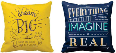 TheYaYaCafe Polyester Cushions Cover(40.64 cm*40.64 cm, Pack of 2, Blue, Yellow)