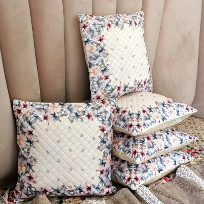 Clothloom Cotton, Dupion Silk Cushions Cover(41 cm*41 cm, Pack of 5, Beige)