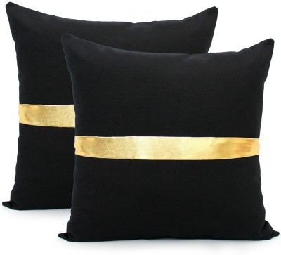 BIRDWING Striped Cushions Cover(Pack of 2, 41 cm*50 cm, Black)