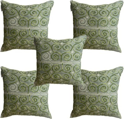 RG CREATION Embroidered Cushions Cover(Pack of 5, 45.72 cm*45.72 cm, Green)