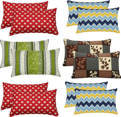 P.Rtrend Cotton Pillows Cover(68.58 cm*43.18 cm, Pack of 12, Red, Multicolor, Green, Brown)