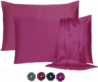 Find Here Satin Pillows Cover(Pack of 2, 45 cm*70 cm, Purple)