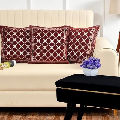 BELLA TRUE Jacquard Cushions Cover(Pack of 3, 40 cm*40 cm, Maroon)