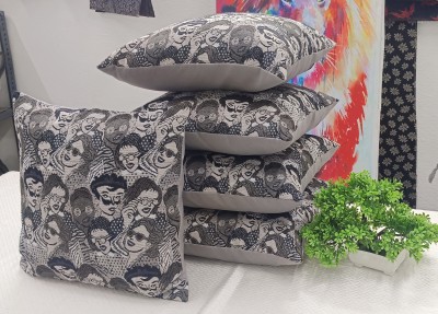 Real Desi Polyester Cushions Cover(Pack of 5, 60 cm*60 cm, Grey)