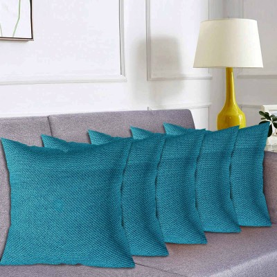 KUBER INDUSTRIES Self Design Cushions Cover(Pack of 5, 41 cm*41 cm, Blue)