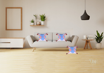 dithreadedcraft Cotton Cushions & Pillows Cover(40 cm*40 cm, Pack of 3, Light Blue)