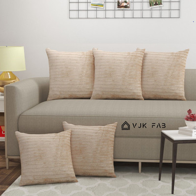 vjk fab Velvet Cushions & Pillows Cover(40 cm*40 cm, Pack of 5, Cream)