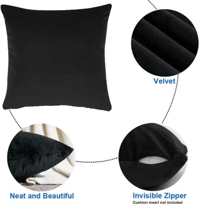 InkCraft Velvet Cushions & Pillows Cover(40 cm*40 cm, Black)