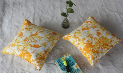 Dekor World Cotton Cushions & Pillows Cover(Pack of 2, 60 cm*60 cm, Yellow)