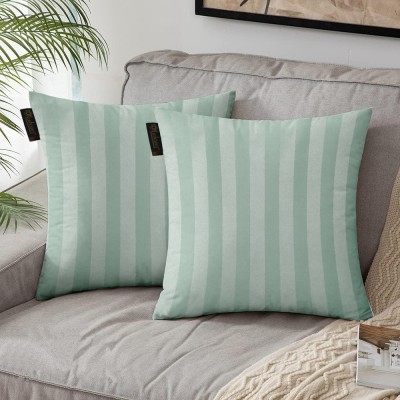 Lushomes Striped Cushions Cover(Pack of 2, 40 cm*40 cm, Green)