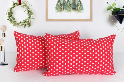 AIRWILL Cotton Cushions & Pillows Cover(Pack of 2, 30 cm*50 cm, Red, White)