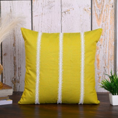 Oussum Cotton Cushions Cover(45 cm*45 cm, Yellow)