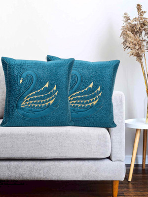 Vinayaka Fab Velvet Cushions Cover(40 cm*40 cm, Pack of 2, Green)