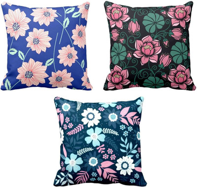 TheYaYaCafe Cotton Cushions Cover(40 cm*40 cm, Pack of 3, Multicolor)
