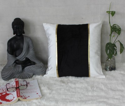 Dekor World Cotton, Polyester Cushions Cover(Pack of 2, 60 cm*60 cm, White, Black)