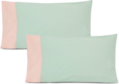 10club Plain Pillows Cover(Pack of 2, 68.58 cm*43.18 cm, Green, Peach)