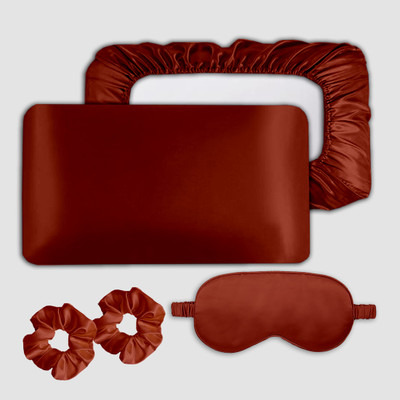 Avirons Silk Pillows Cover(46 cm*72 cm, Pack of 2, Peach)