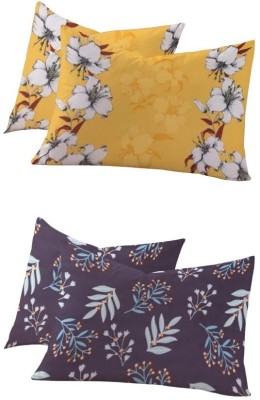 PRINDA Polycotton Pillows Cover(Pack of 4, 45.72 cm*71.12 cm, Yellow, Lavender)