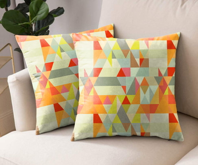 Casableu Polyester Cushions Cover(40.64 cm*40.64 cm, Pack of 2, Orange)