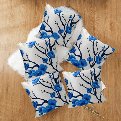 Hims Polyester Cushions Cover(55 cm*55 cm, Pack of 5, Blue)