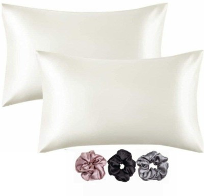 Jay Nagnath fab Silk Pillows Cover(Pack of 2, 18 cm*28 cm, White)