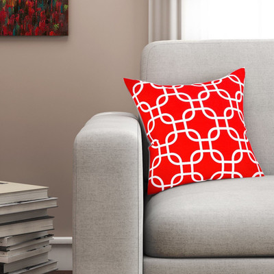 SEJ BY NISHA GUPTA Cotton Cushions Cover(40 cm*40 cm, Red)