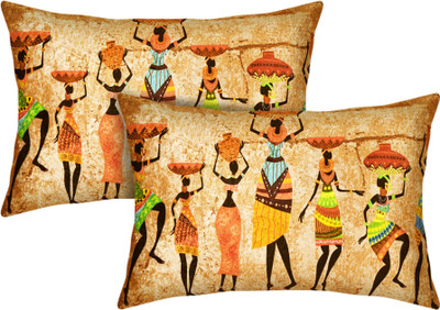 VHC Velvet, Faux Silk Cushions Cover(30 cm*45 cm, Pack of 2, Beige, Multicolor)