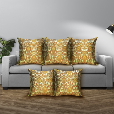 Avirons Silk Cushions Cover(40 cm*40 cm, Pack of 5, Gold)