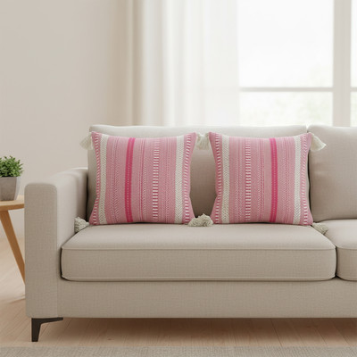 Shonisha Cotton Cushions Cover(40 cm*40 cm, Pack of 2, Pink)