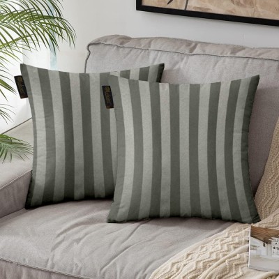 Lushomes Striped Cushions Cover(Pack of 2, 40 cm*40 cm, Grey)