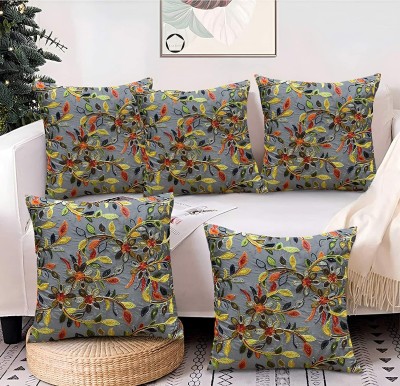Casanest Floral Cushions Cover(Pack of 5, 31 cm*31 cm, Grey)