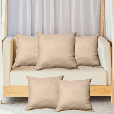 Faburaa Plain Cushions & Pillows Cover(Pack of 5, 45 cm*45 cm, Gold)