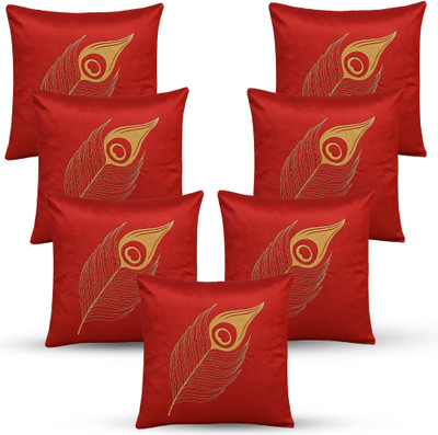 NoorDecor Satin Cushions & Pillows Cover(40 cm*40 cm, Pack of 5, Red)
