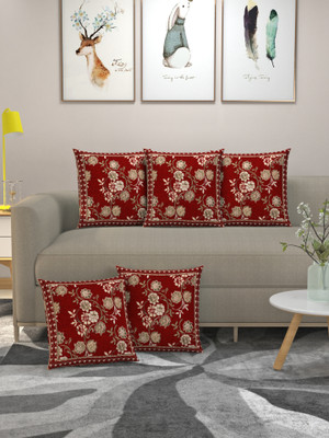 Multitex Velvet Cushions Cover(40 cm*40 cm, Pack of 5, Maroon)