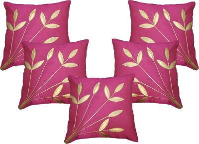 India Furnish Floral Cushions & Pillows Cover(Pack of 5, 40 cm*40 cm, Pink)