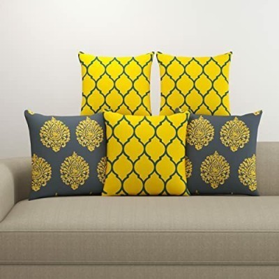 Trance Home Linen Cotton Cushions & Pillows Cover(Pack of 5, 40 cm*40 cm, Yellow)