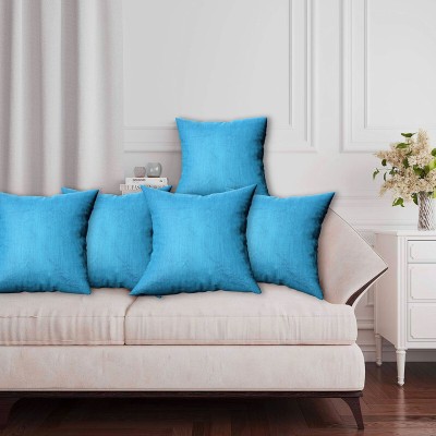 Texstylers Plain Cushions Cover(Pack of 5, 50 cm*50 cm, Blue)