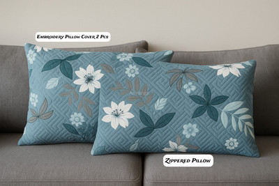 Amrange Cotton Pillows Cover(43 cm*69 cm, Pack of 2, Grey)