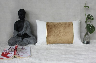 Dekor World Self Design Cushions & Pillows Cover(Pack of 2, 45 cm*70 cm, White, Beige)