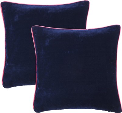 Oussum Plain Cushions Cover(Pack of 2, 35 cm*35 cm, Dark Blue)