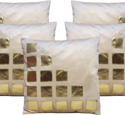 VELORA Velvet Cushions & Pillows Cover(40 cm*40 cm, Pack of 5, Beige)