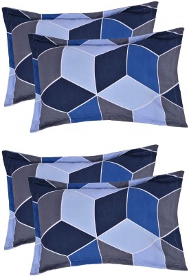 HOUSE FOX Geometric Pillows Cover(Pack of 4, 71.12 cm*45.72 cm, Dark Blue, Light Blue)