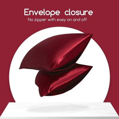 Wesofy Satin Pillows Cover(28 cm*18 cm, Pack of 2, Maroon)