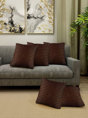 Klotthe Striped Cushions Cover(Pack of 5, 40 cm*40 cm, Brown)